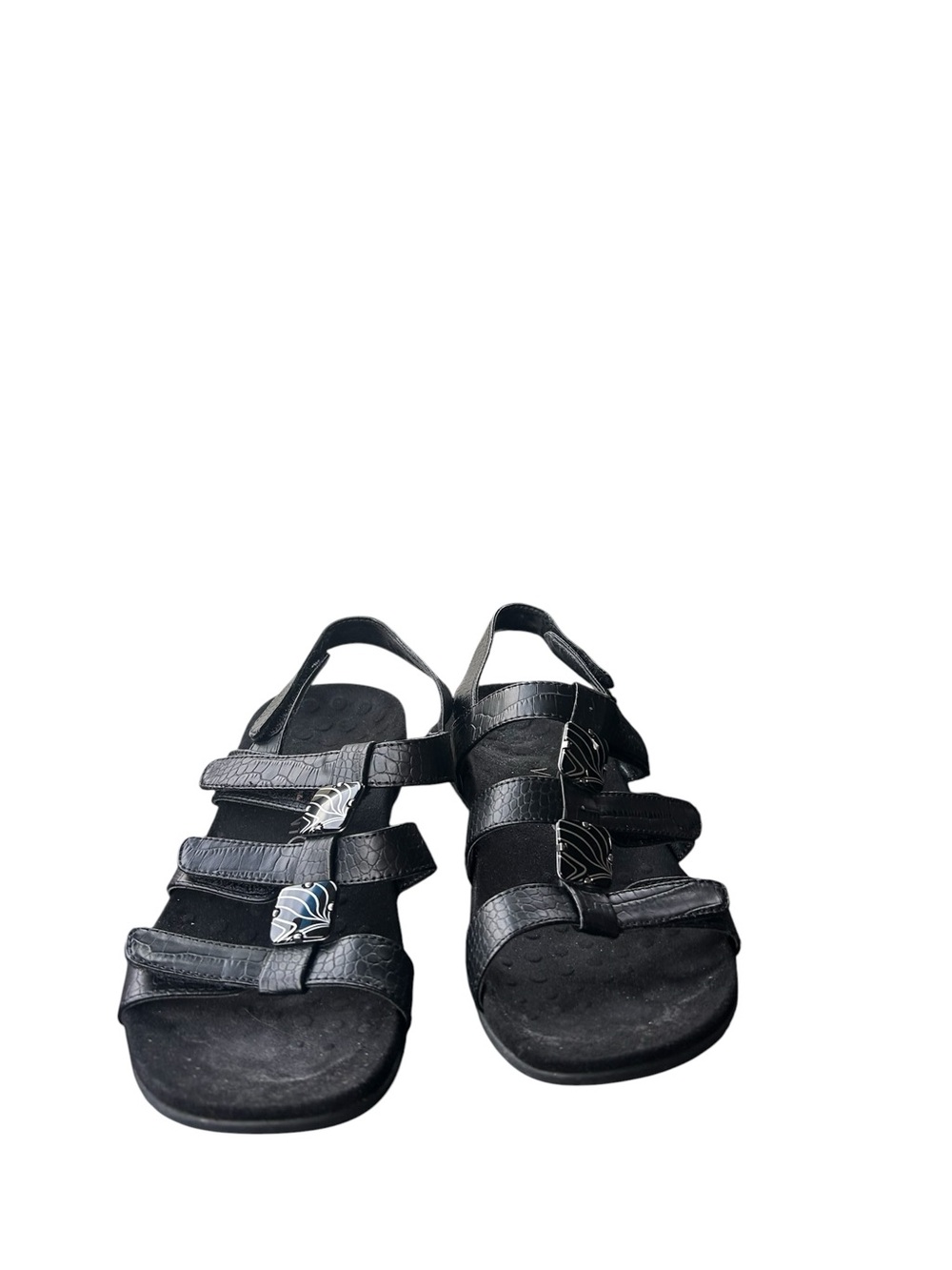 Vionic Amber Adjustable Orthotic Sandals Black Croc Embossed Women’s Size 5 - Picture 3 of 9